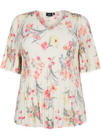 Blomstrete bluse i plissé