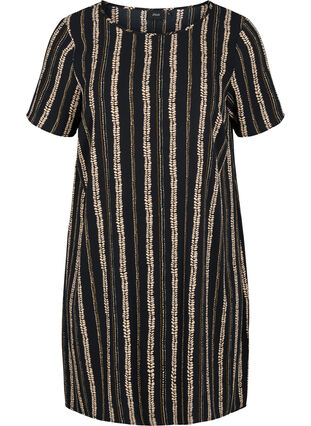 Mønstrete kjole med korte ermer, Graphic Stripe, Packshot image number 0