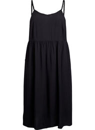 Midikjole med stropper og smock bakpå, Black