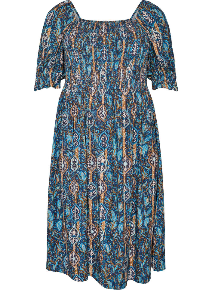 Sommerkjole i viskose med paisley-trykk, Bl&aring;, Packshot image number 0