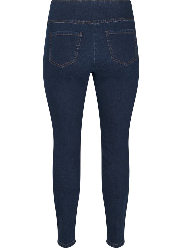 Elastiske jeggings med høy midje, Dark Blue, Packshot image number 1