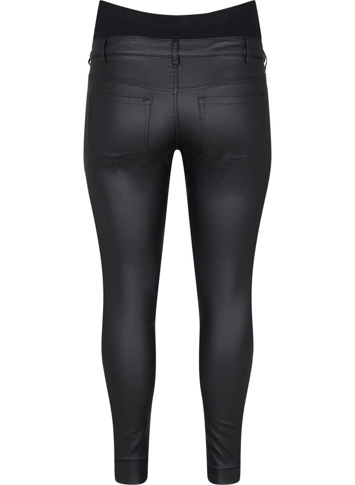 Coated bukser til gravide, Svart, Packshot image number 1