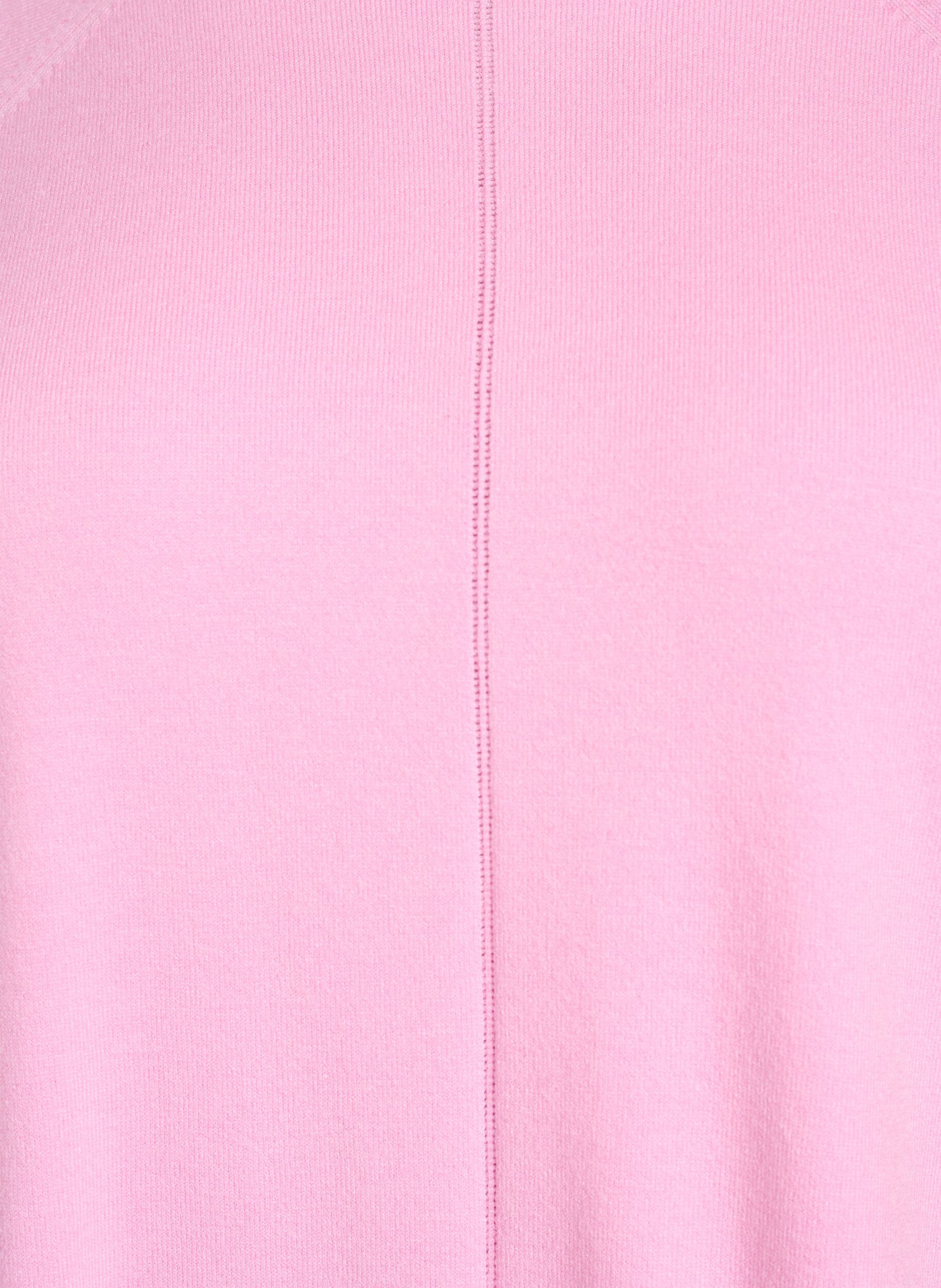 ZizziStrikkebluse med rund hals og strikket m&oslash;nster, Rosa, Packshot image number 2