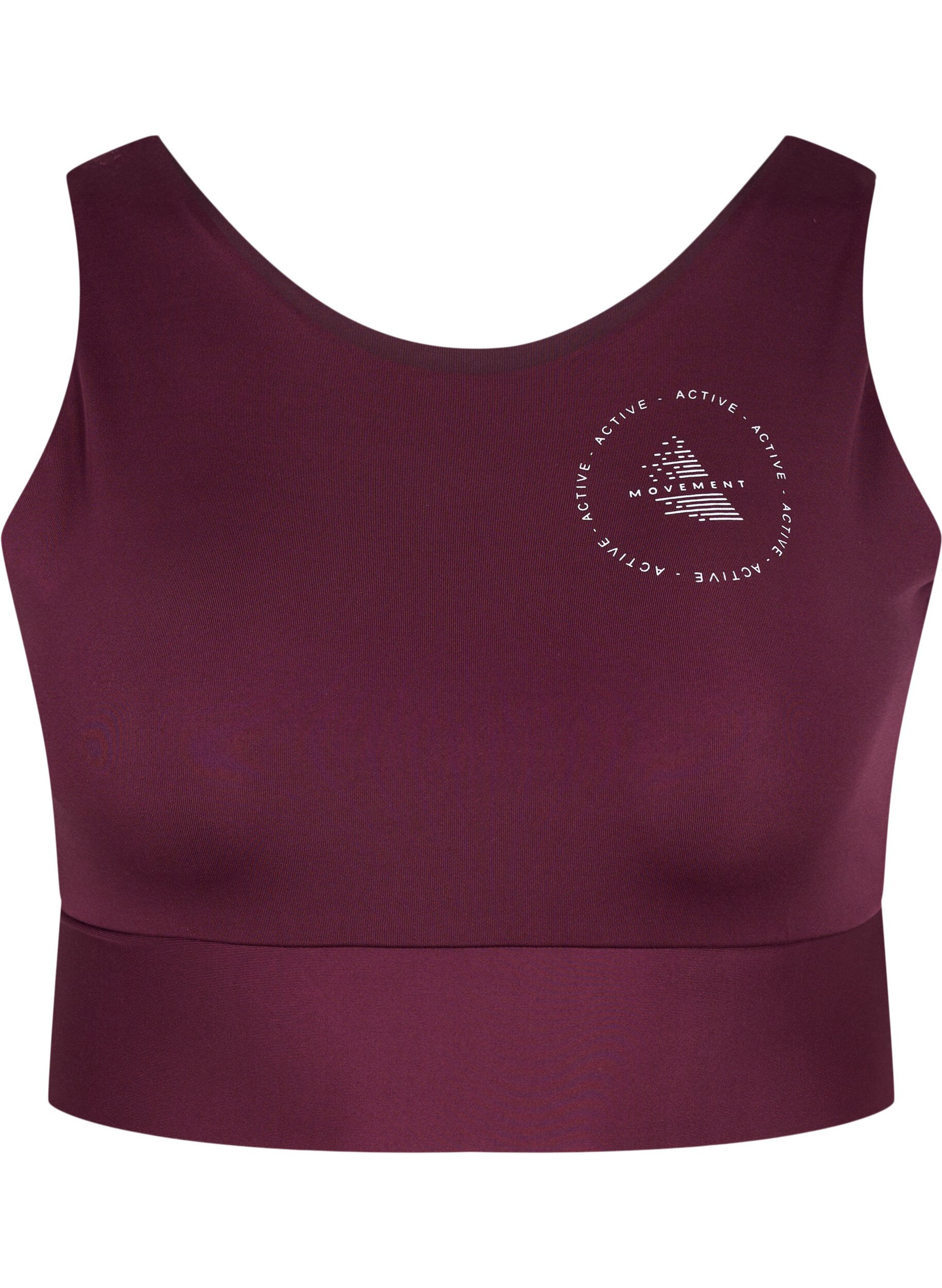 Zizzi CORE, MID SUPPORT SPORTS BRA - Sports-BH med V-skj&aelig;ring p&aring; ryggen, Fig, Packshot image number 0