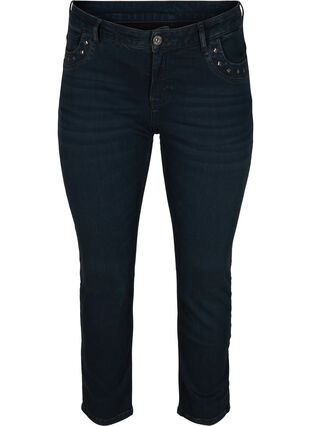 Slim fit Emily jeans med nagler, Dark blue, Packshot image number 0
