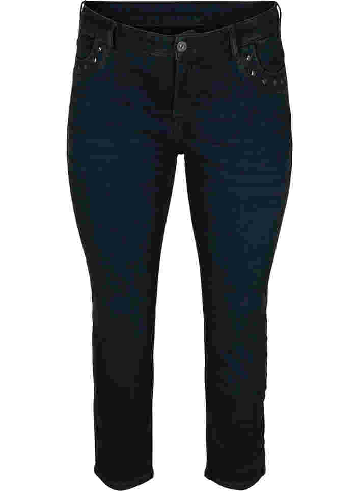 Slim fit Emily jeans med nagler, Dark blue, Packshot image number 0