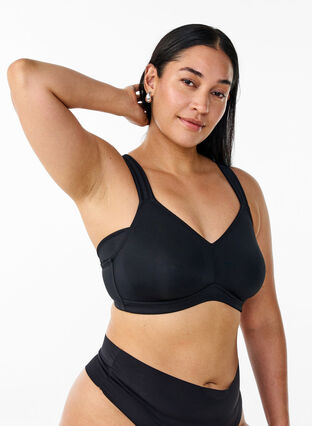 Zizzi Komfort-BH med polstrede stropper, Black, Model image number 0