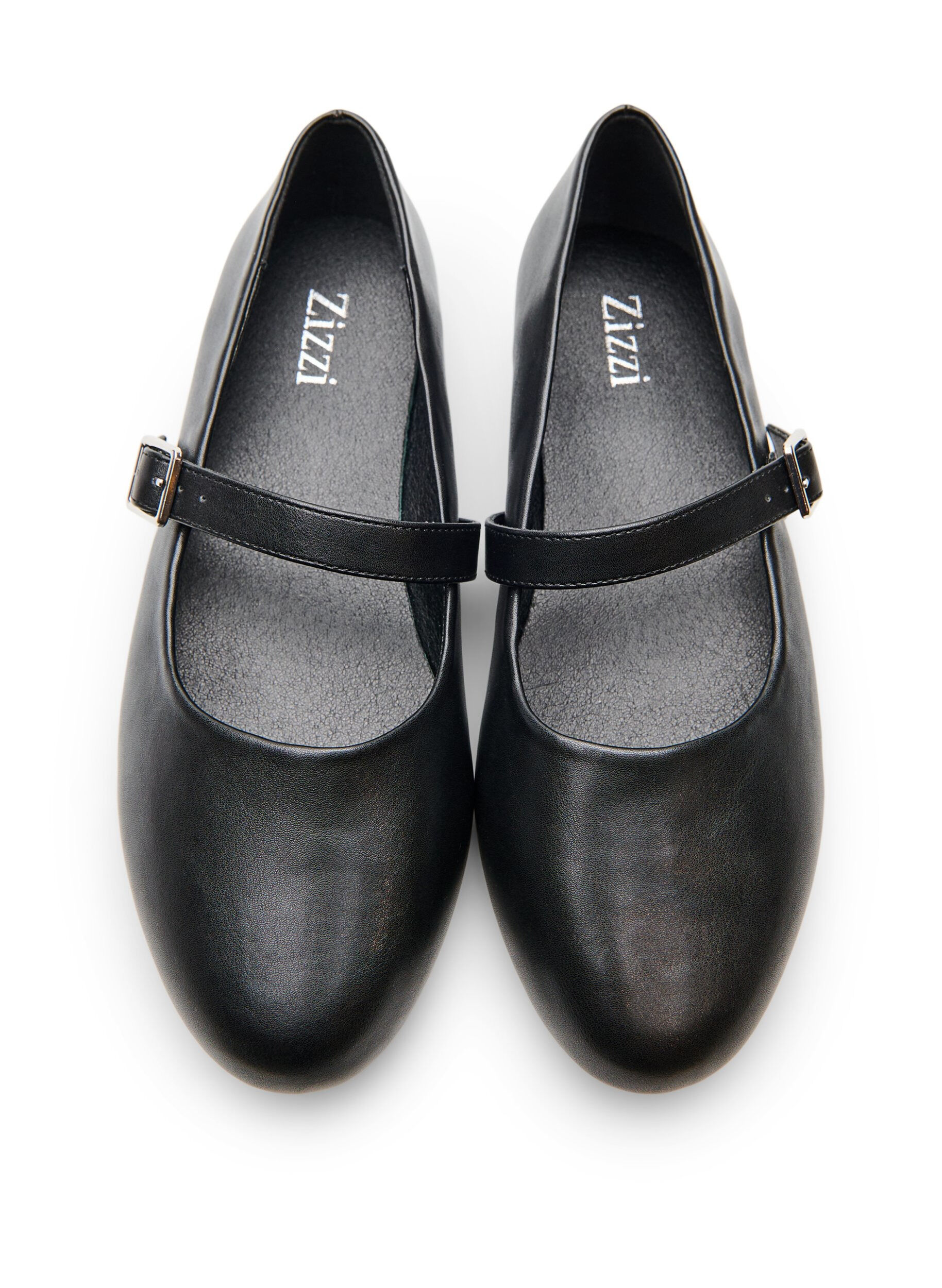 ZizziBallerina i imitert skinn med stropp, Svart, Packshot image number 3