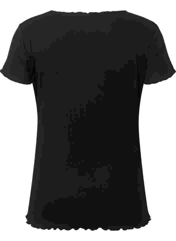 T-skjorte i ribbet materiale til gravide, Black, Packshot image number 1