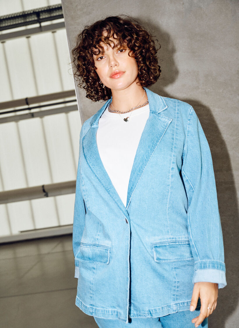 Denimblazer med lommer, Bl&aring;, Image image number 0