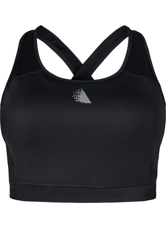 Sports-BH med frontlomme, Black, Packshot