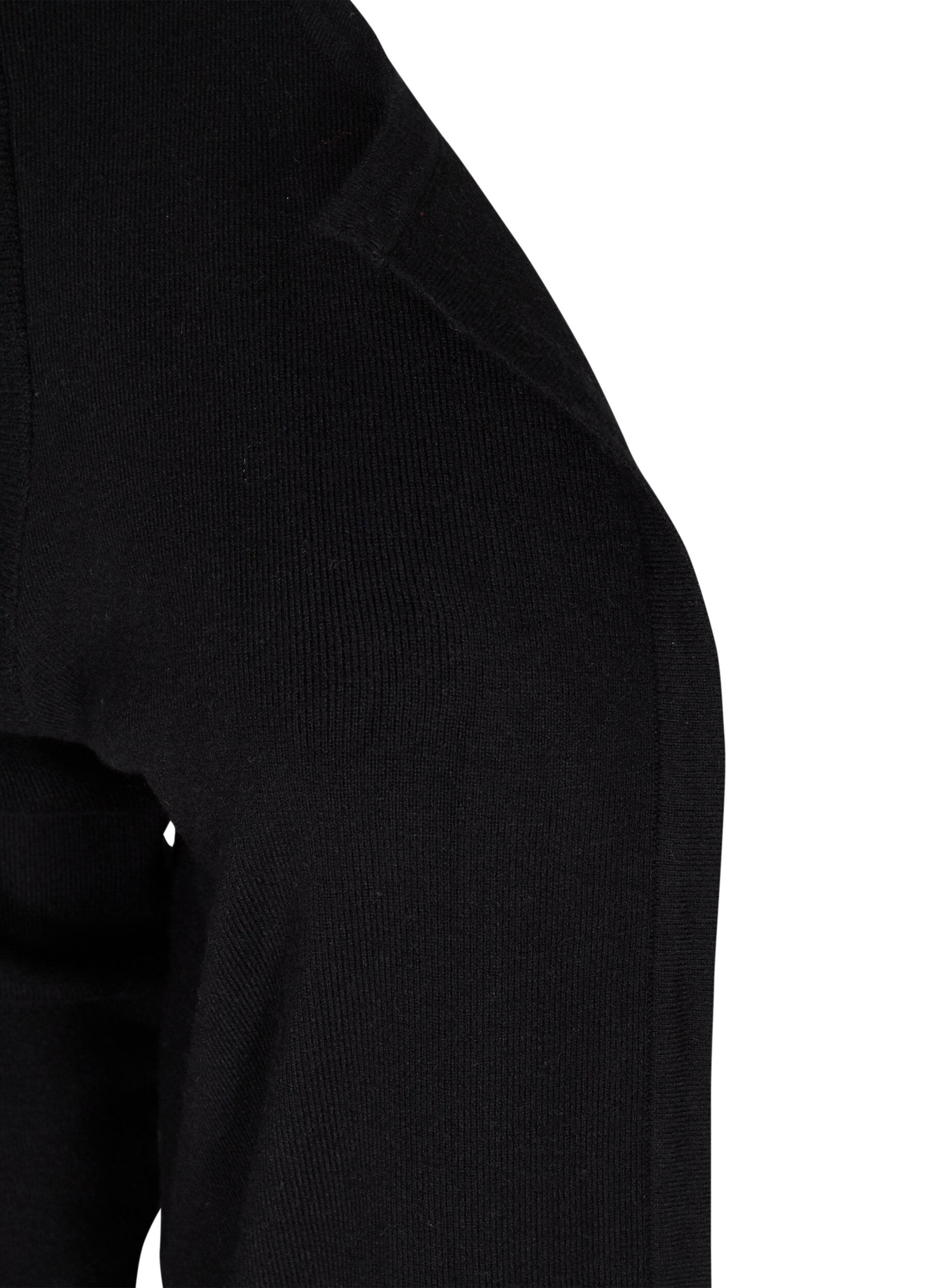 Zizzi Strikkecardigan med volanger og lommer, Black, Packshot image number 2