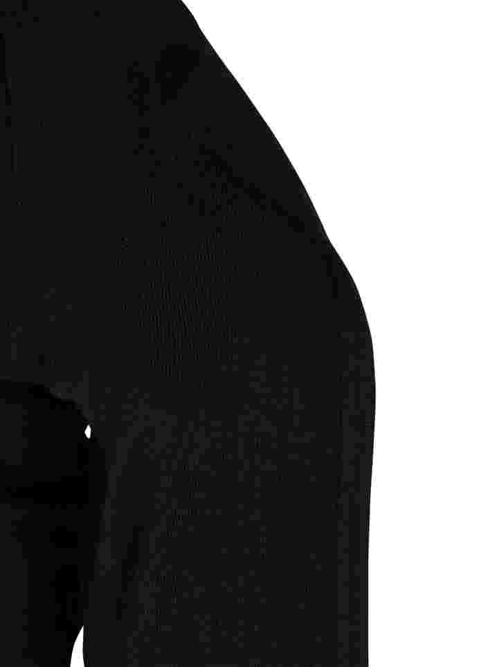 Strikkecardigan med volanger og lommer, Black, Packshot image number 2