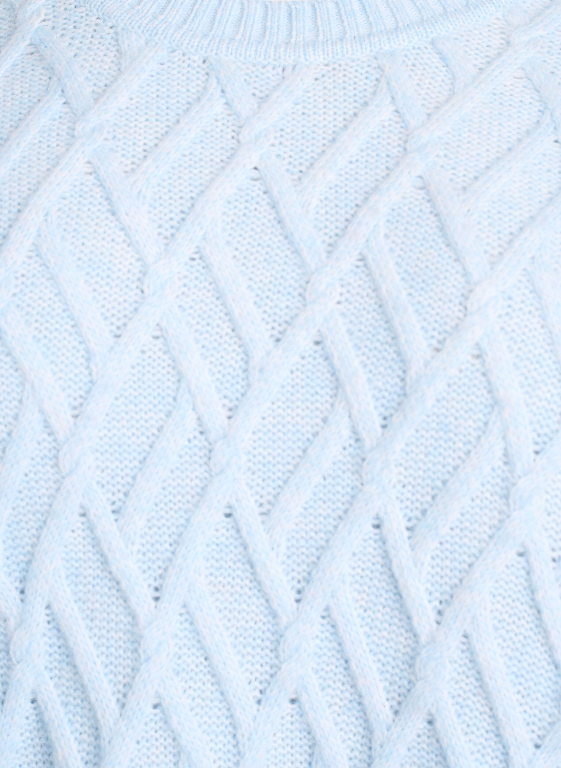 Zizzi Strikkebluse med flettem&oslash;nster og rund hals, Bl&aring;, Packshot image number 2
