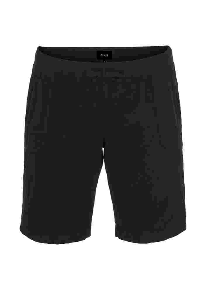 Løse shorts med lommer i bomull, Black, Packshot image number 0