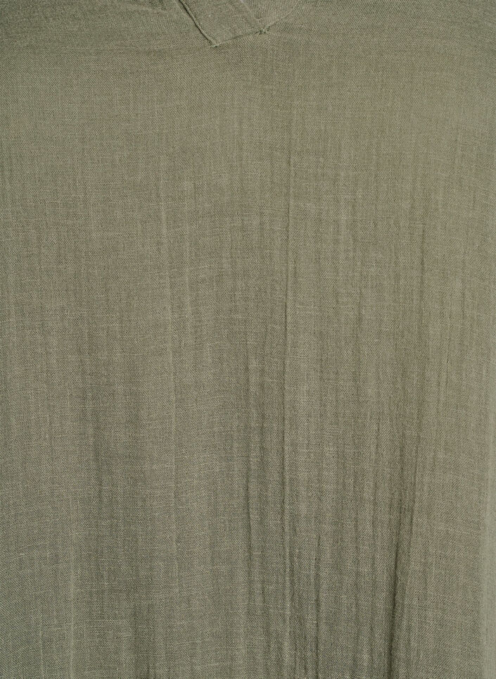 Kort A-linjekjole i bomullsmuslin, Gr&oslash;nn, Packshot image number 2