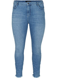 Cropped Amy jeans med rå kanter, Blue denim