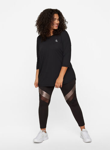 Treningsgenser med 3/4-ermer, Black, Model image number 2