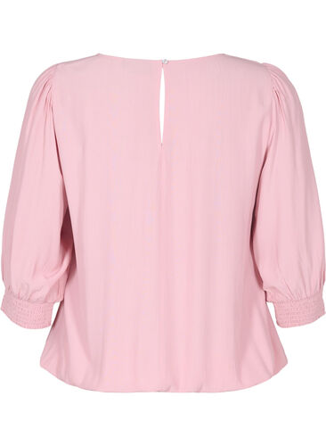 Ensfarget viskosebluse med ballongeffekt, Zephyr, Packshot image number 1