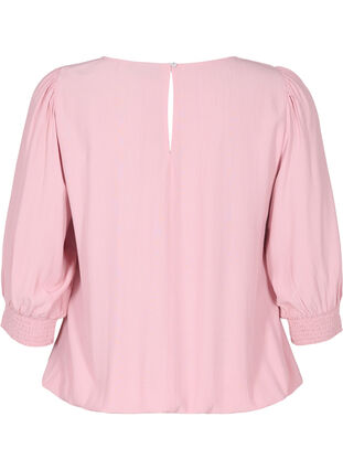 Zizzi Ensfarget viskosebluse med ballongeffekt, Zephyr, Packshot image number 1