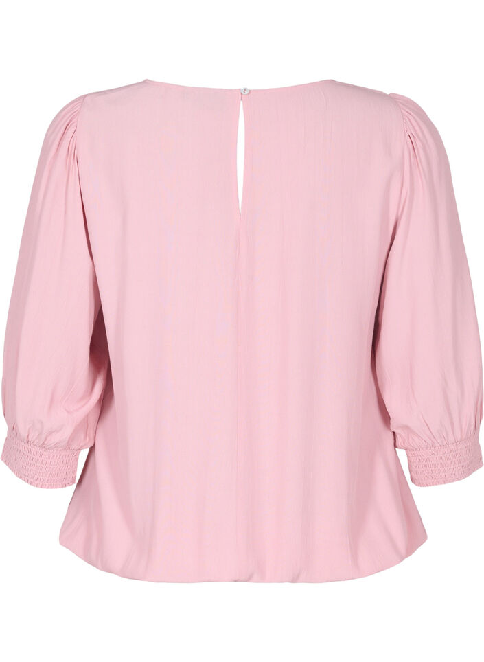 Ensfarget viskosebluse med ballongeffekt, Zephyr, Packshot image number 1