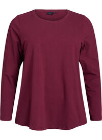 Basis jersey bluse med lange ermer, Mørk Bordeaux Basis jersey bluse med lange ermer