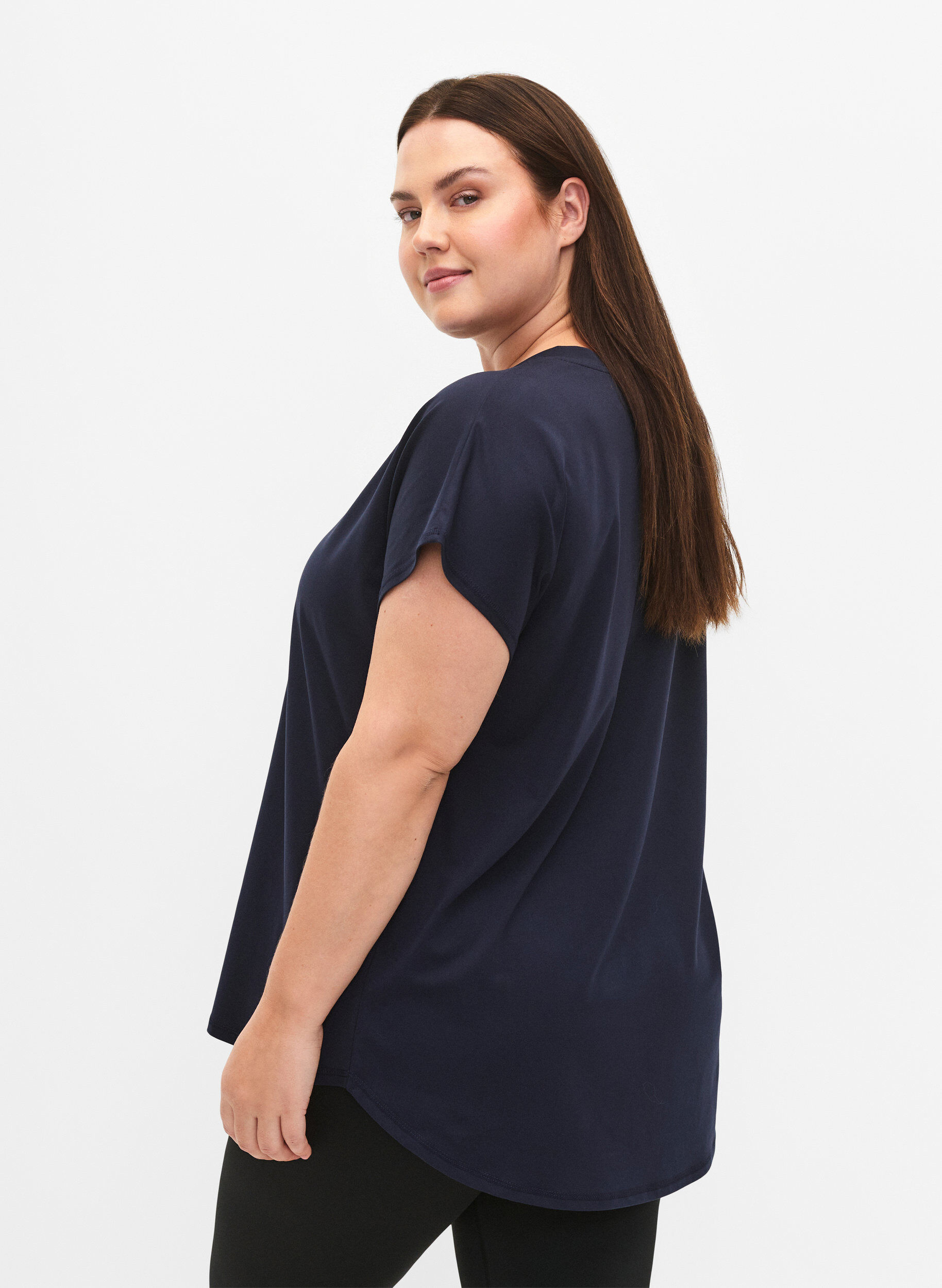 Zizzi Trenings-t-skjorte med v-hals, Night Sky, Model image number 1