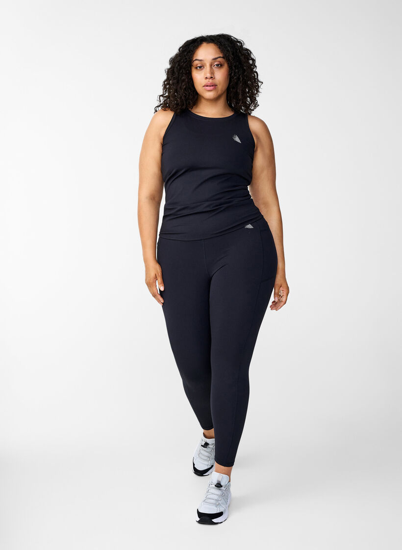 7/8-treningstights med lommer, Black, Model