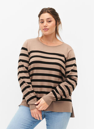 Stripete bluse i viskose, Fungi Stripe Comb, Model image number 0