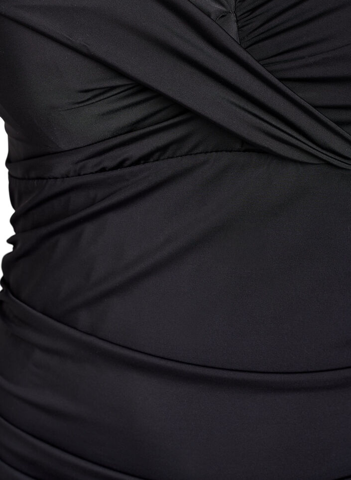 Badedrakt med bøyle og rynket effekt, Svart, Packshot image number 2