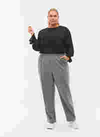 Gråmelerte bukser med strikk i livet, Medium Grey Melange, Model