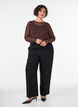 Gjennomsiktig meshbluse med rhinesteiner, Brun, Model image number 1