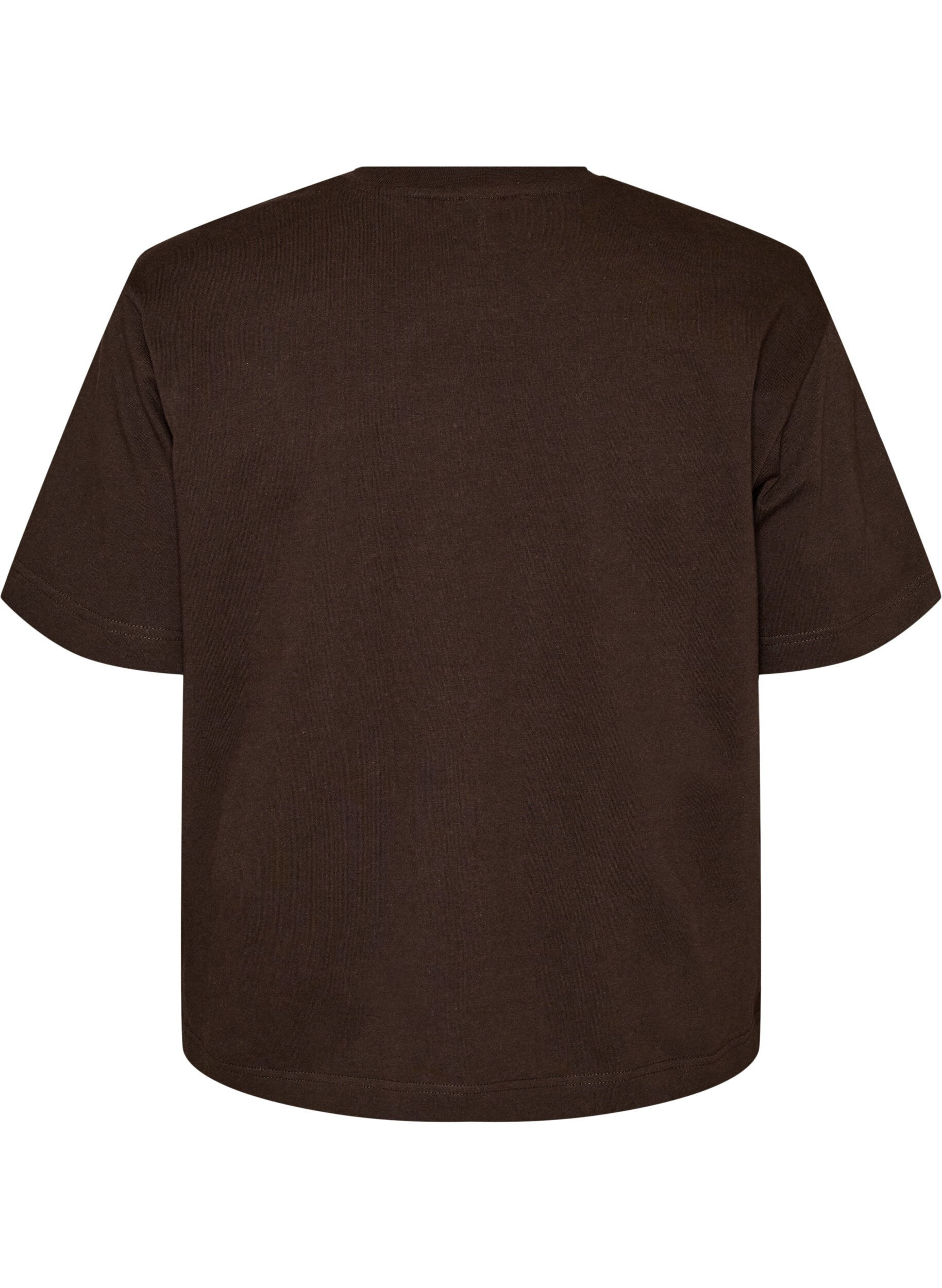 ZizziBoxy bomulls T-skjorte, Brun, Packshot image number 1