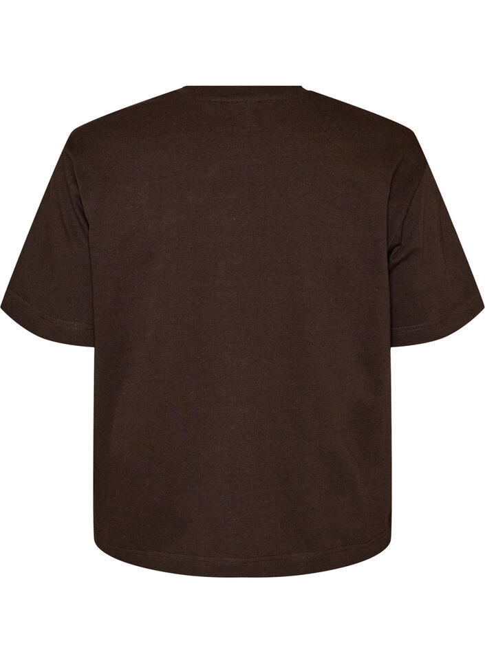 Boxy bomulls T-skjorte, Brun, Packshot image number 1