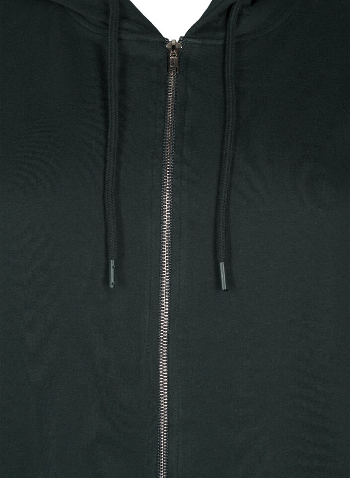 Lang treningscardigan i bomull med hette, Grønn, Packshot image number 2