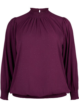 FLASH - langermet bluse med smokk og glitter	, Purple w. Silver, Packshot image number 0