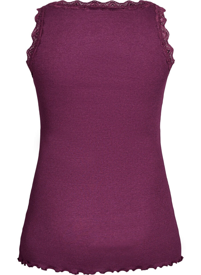 Topp med blondekant, M&oslash;rk Bordeaux, Packshot image number 1