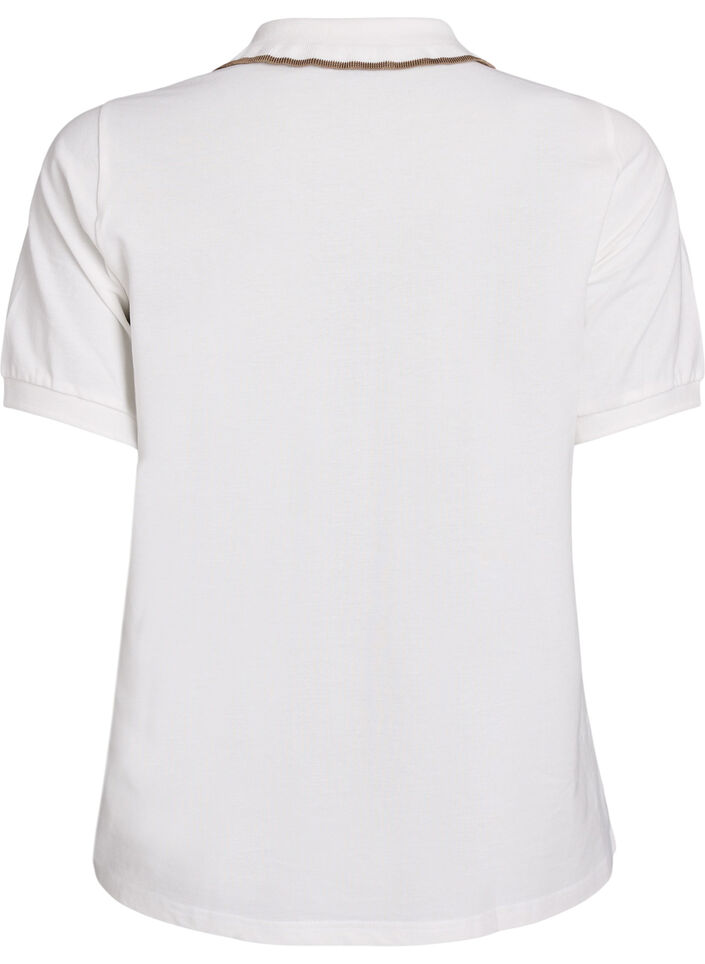 Poloskjorte med rhinesteinknapper og volangdetaljer, Vanilje, Packshot image number 1