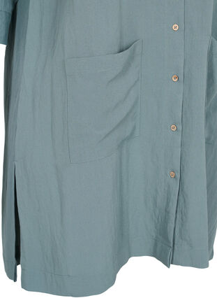 Lang viskoseskjorte med lommer og 3/4-ermer, Balsam Green, Packshot image number 3