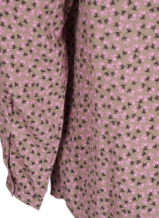 Zizzi Langermet bluse med blomsterprint og V-hals, Brun, Packshot image number 3