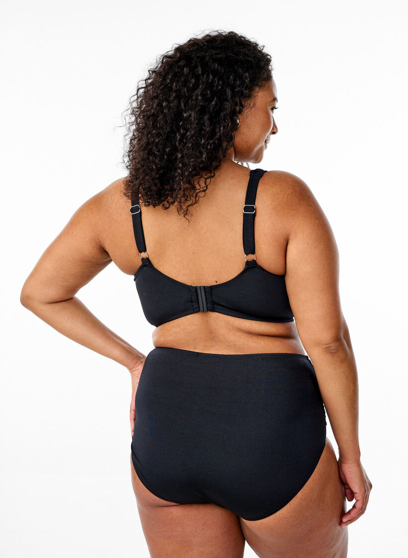 Høymidje bikinitruse med rynker, Black, Model