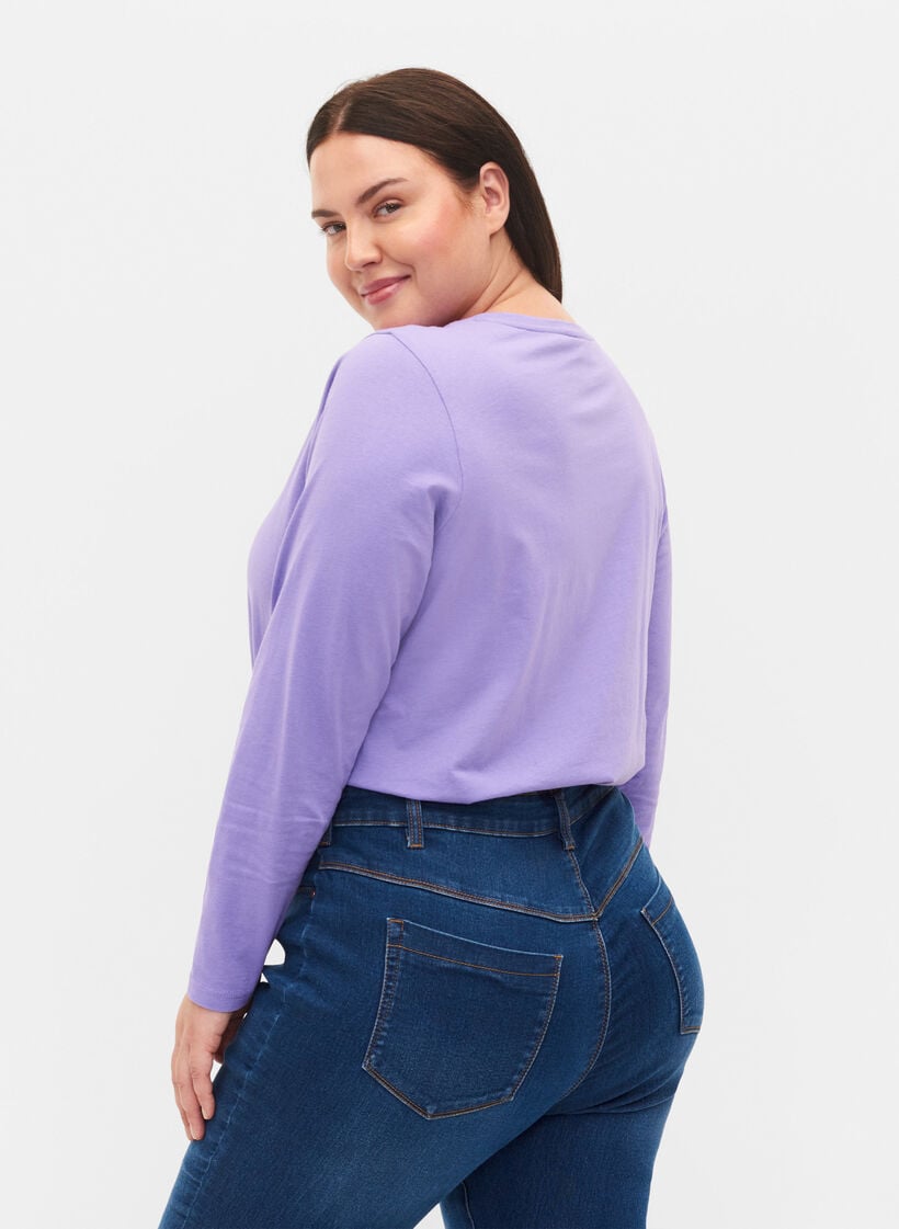 Basisgenser i bomull, 2 stk., Paisley Purple/Black, Model image number 1