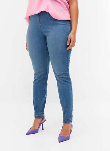 Bea jeans med ekstra høyt liv og super slim fit, Light blue, Model image number 2