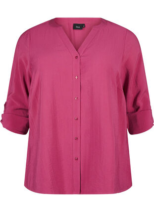 Zizzi Skjortebluse i viskose med 3/4 ermer, Malaga, Packshot image number 0