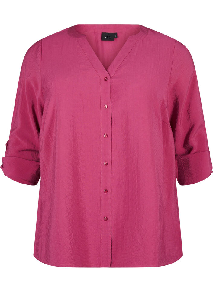 Skjortebluse i viskose med 3/4 ermer, Malaga, Packshot image number 0