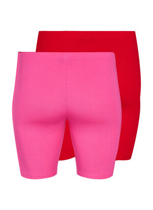 Sykkelshorts i viskose, 2 stk., Fuchsia P./Tango red, Packshot image number 1