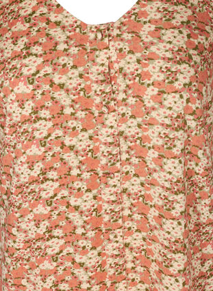 Kortermet kjole i a-form i viskose, Bordeaux flower Aop, Packshot image number 2