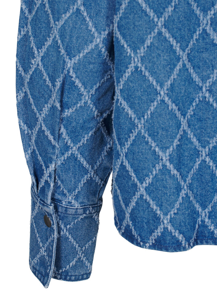 Denimskjorte med destroy-mønster, Blue Denim, Packshot image number 3