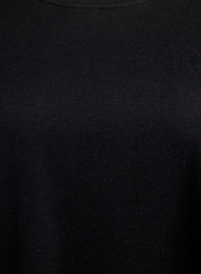 Knelang genserkjole med frynser, Svart, Packshot image number 2