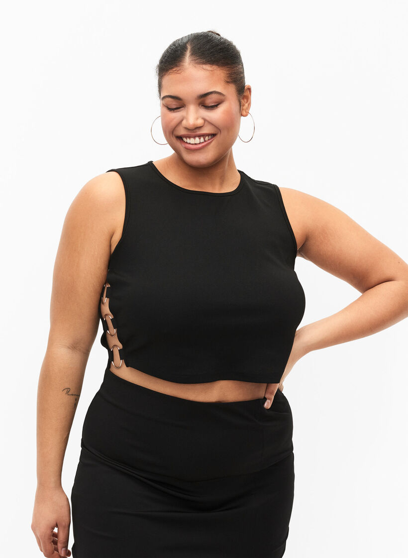 Kort topp med åpen detalj i siden, Black, Model image number 0